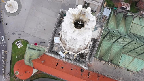 Earthquake in Zagreb, during COVID19 Corona Virus - Aerial footage photo