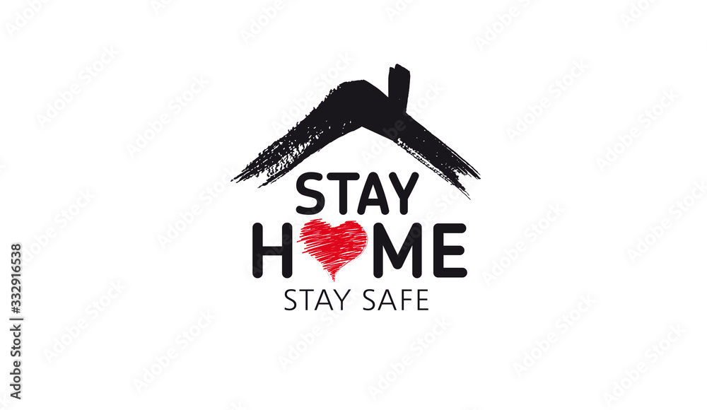 Stay home stay safe doodle illustration. Quarantine. Pandemic coronavirus.  - obrazy, fototapety, plakaty 
