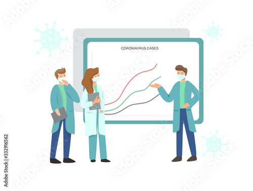 Coronavirus Epidemic (2019-nCoV). Wuhan virus disease, infections, Covid-19 cases update infographic and doctor characters. Vector concept of respiratory virus statistic, coronavirus quarantine...