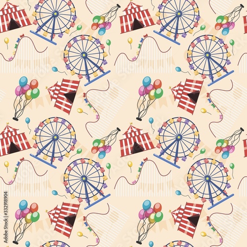 Amusement entertainment park seamless pattern Vector illustration