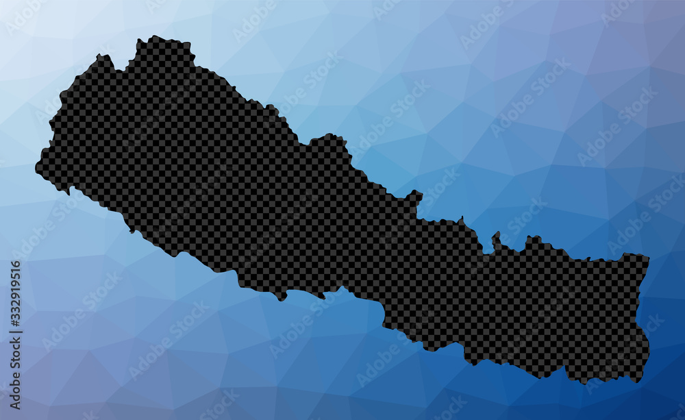 Nepal geometric map. Stencil shape of Nepal in low poly style. Elegant country vector illustration.