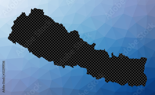 Nepal geometric map. Stencil shape of Nepal in low poly style. Elegant country vector illustration.