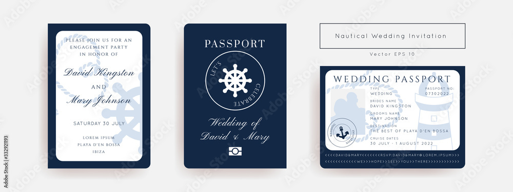 Fototapeta premium Nautical wedding vector design