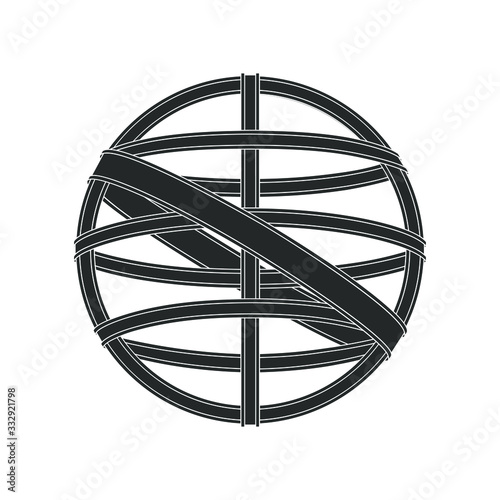 Armillary sphere graphic icon isolated on white background. Symbol vintage navigation device armillary sphere. Vector illustration