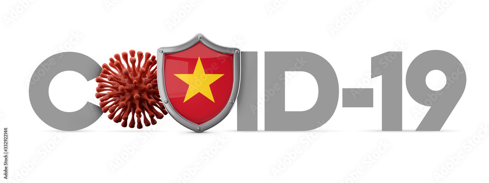 Obraz premium Vietnam Covid-19 coronavirus protective shield . 3D Render