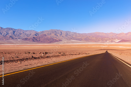View of highway (Artists Dr.) crossing Death Valley National Park. California. USA