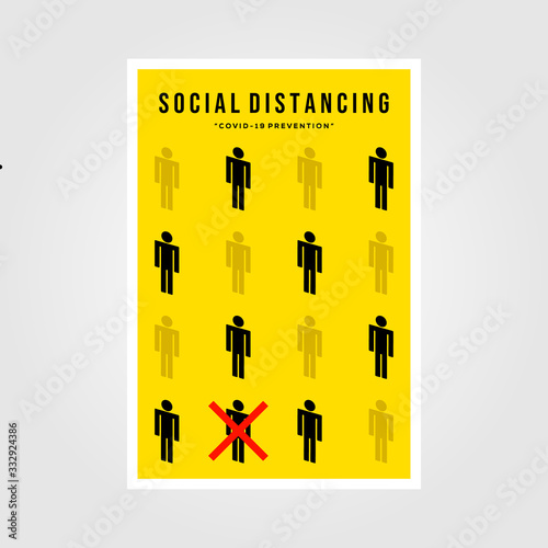 minimalist social distancing flat icon vector poster illustration design