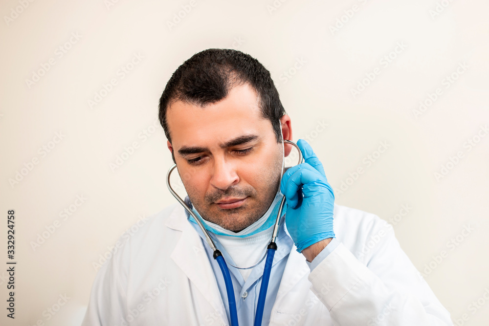 caucasian doctor with stethoscope caucasian doctor with stethoscope