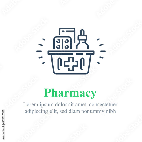 Full pharmacy basket, purchase medical product, purchase delivery