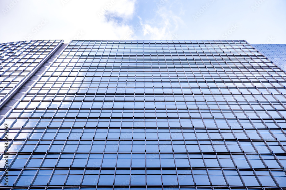 underside panoramic and perspective view to steel blue glass high rise building skyscrapers, business concept of successful industrial architecture underside panoramic and perspective view to steel blue glass high rise building skyscrapers, business concept of successful industrial architecture