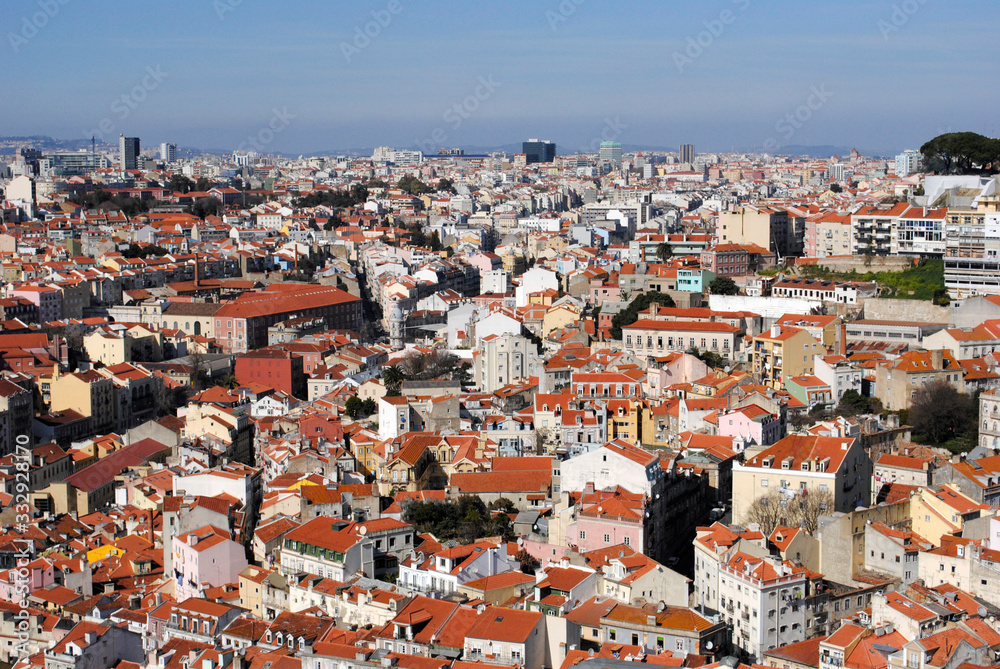 houses in lisbon portugal in spring afternoon
