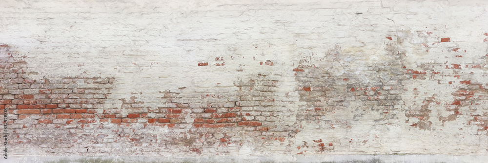 Detail of an old dilapidated farmhouse facade. - obrazy, fototapety, plakaty 