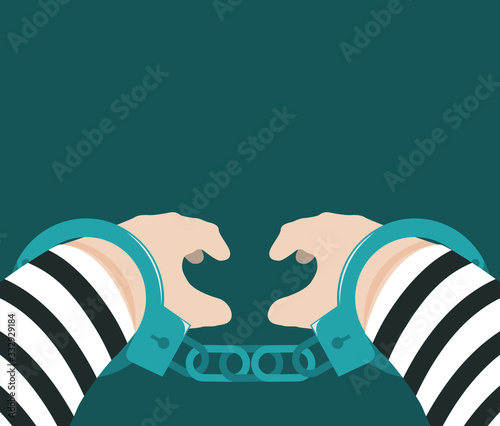 The thieves were arrested with handcuffs. Illustration about arrested.