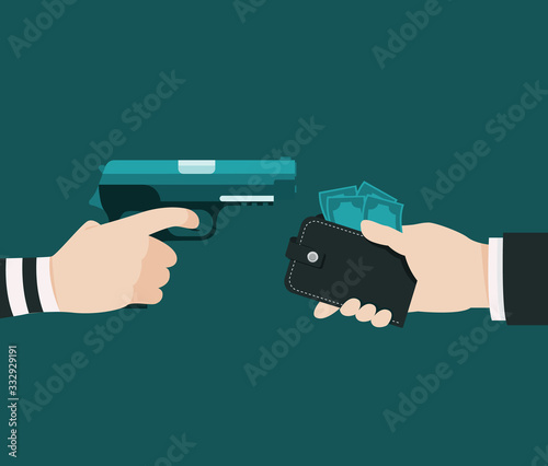 The thief is using a gun to threaten the businessman to rob all of the businessmen he has. Illustration about stealth.