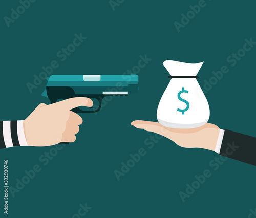 The thief is using a gun to threaten the businessman to rob all of the businessmen he has. Illustration about stealth.