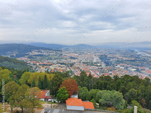 Panorama view of Portuguese city from the hill