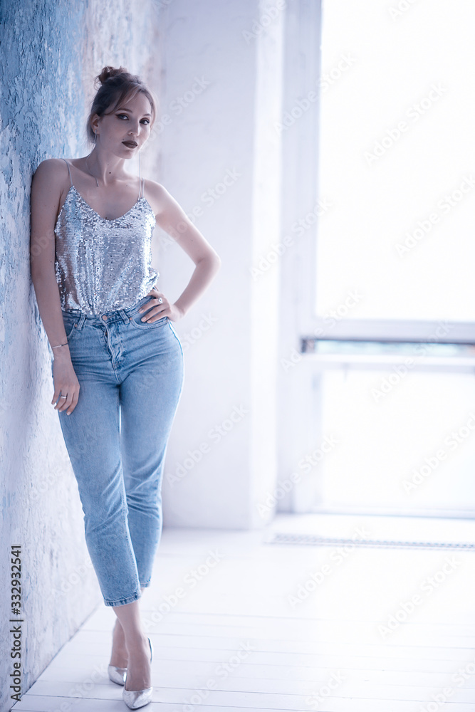 glamor model in studio / professional beautiful model young adult girl in studio with makeup bright glamor model in studio / professional beautiful model young adult girl in studio with makeup bright