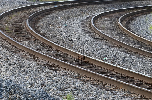 Railroad tracks on a curve