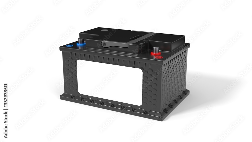 generic car battery with copy space label. 3d illustration generic car battery with copy space label. 3d illustration