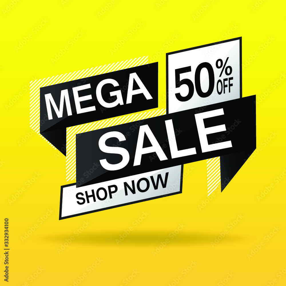 Mega Sale banner template design, sale special offer. Vector illustration.
