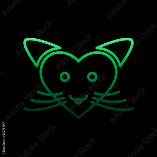 love cat with heart nolan icon. Simple thin line, outline vector of Heartbeat icons for ui and ux, website or mobile application