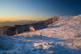 Winter scene at mountain chalet
