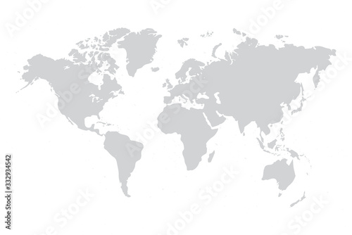 World map vector grey isolated on white background. Flat Earth,  Globe world map icon. Travel worldwide eps 10