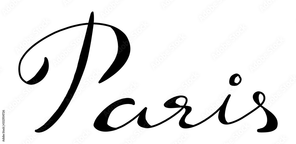 Black hand drawing in word Paris on white background Black hand drawing in word Paris on white background