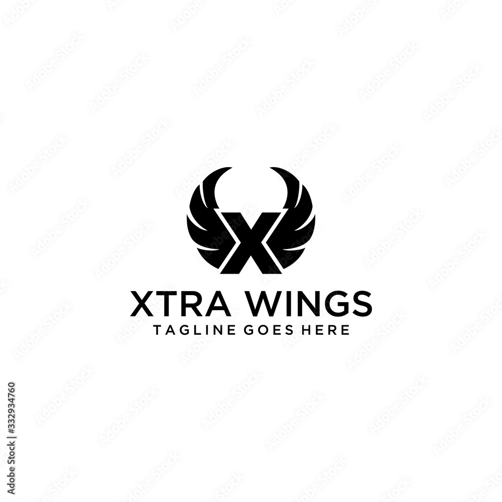 Creative luxury Illustration sign X with wings logo vector emblem