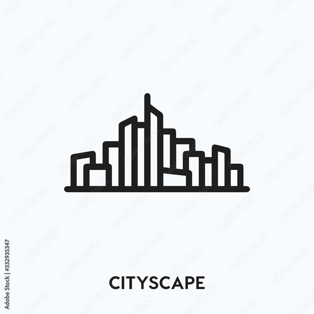 cityscape icon vector. cityscape symbol sign cityscape icon vector. cityscape symbol sign