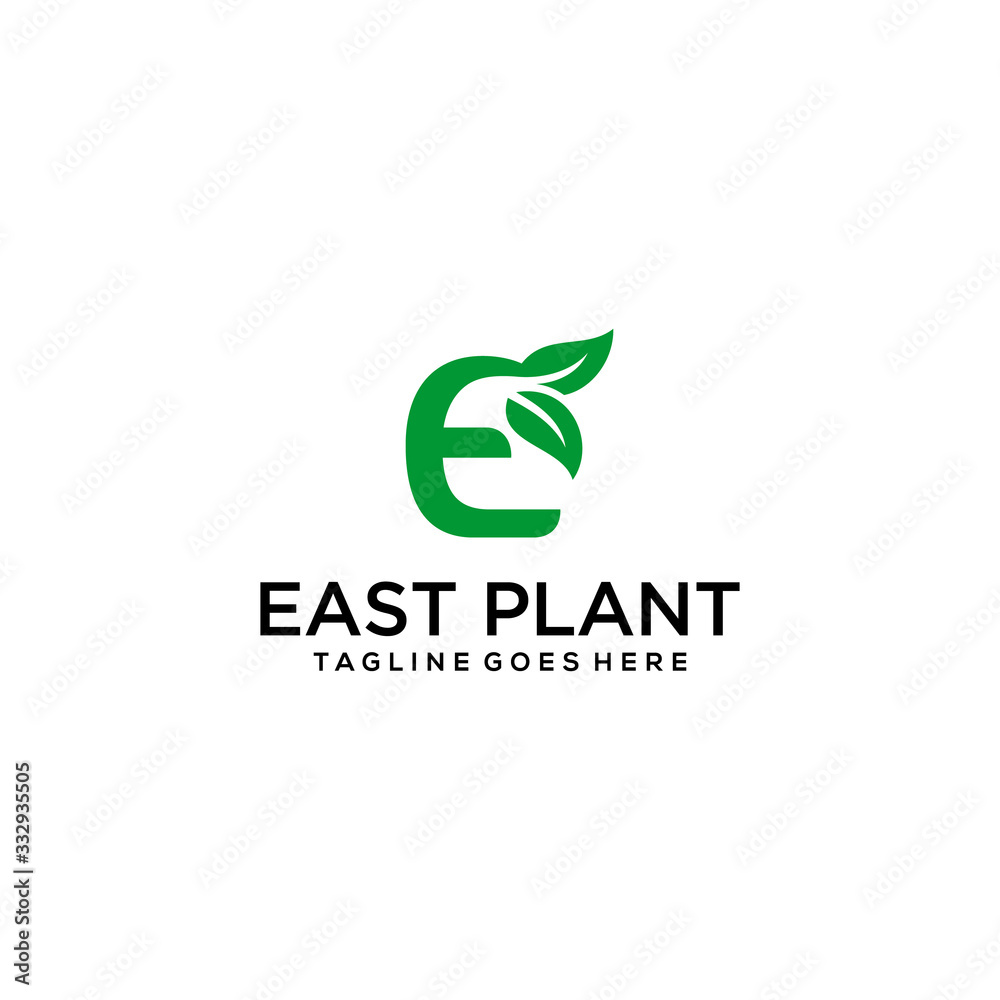 An illustration of the logo of the initial E joining the leaves looks natural.