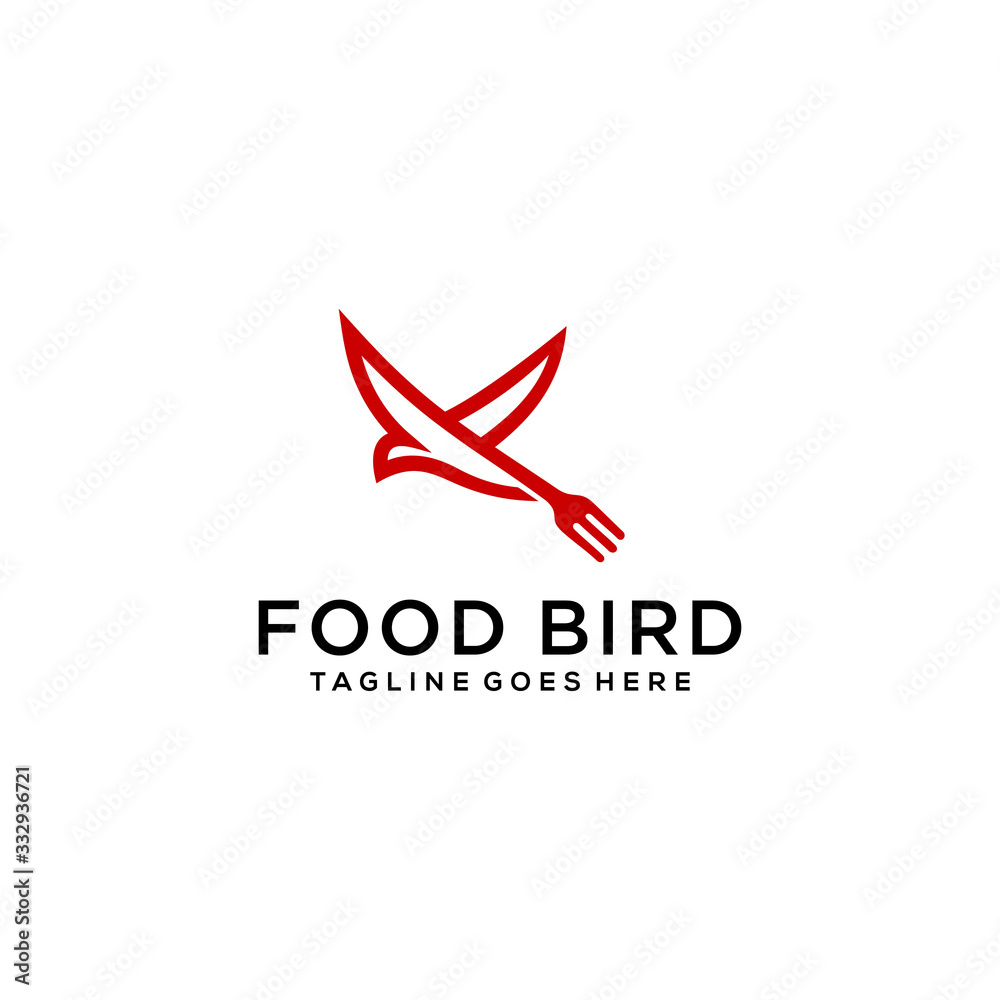 Creative luxury modern bird with spoon and fork for restaurant logo template vector icon