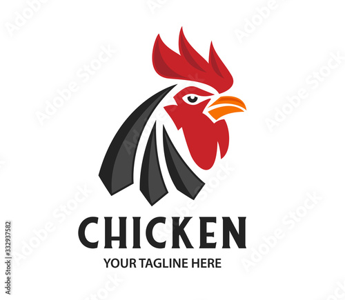 Head Rooster Logo Vector Template Design Illustration