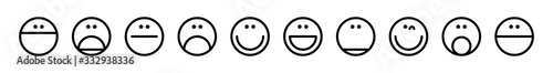 Emotions icons set. Contour emoticons with different emotions for websites and Internet resources. Isolated vector elements.	