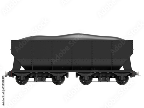 3D rendering - side view of a train cargo wagon