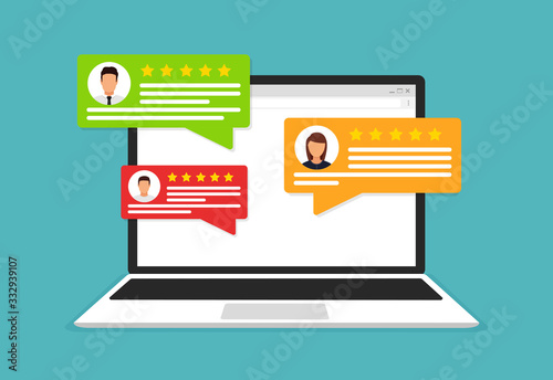 User reviews flat icon or feedback. Flat icon style vector illustration