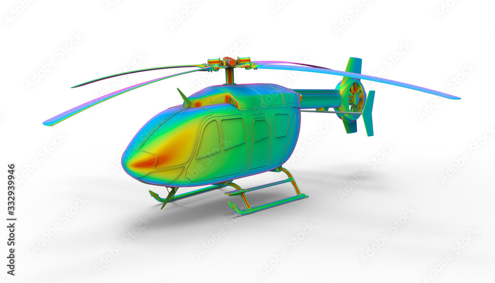 3D rendering - rainbow colored helicopter 3D rendering - rainbow colored helicopter