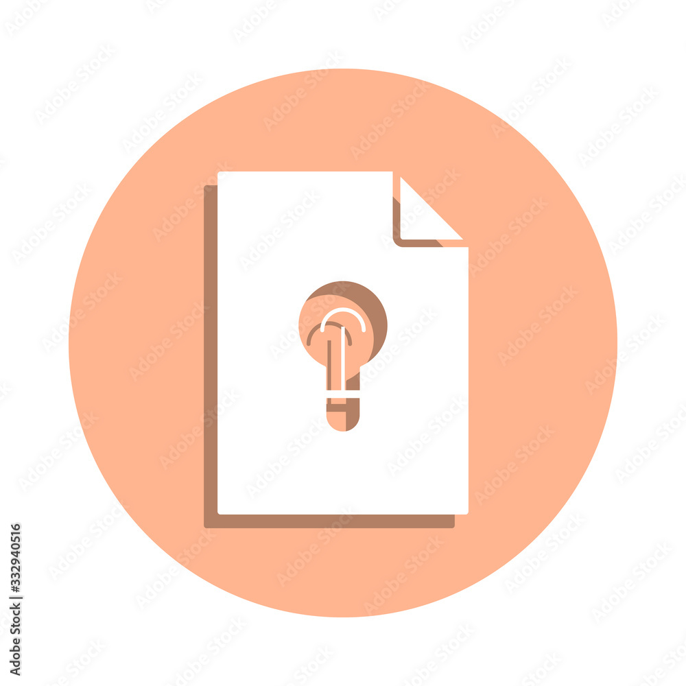 Bulb on document badge icon. Simple glyph, flat vector of file and documents icons for ui and ux, website or mobile application Bulb on document badge icon. Simple glyph, flat vector of file and documents icons for ui and ux, website or mobile application