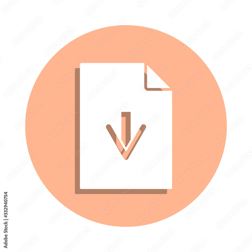 Arrow on document badge icon. Simple glyph, flat vector of file and documents icons for ui and ux, website or mobile application Arrow on document badge icon. Simple glyph, flat vector of file and documents icons for ui and ux, website or mobile application