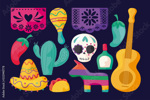 set of icons cinco de mayo