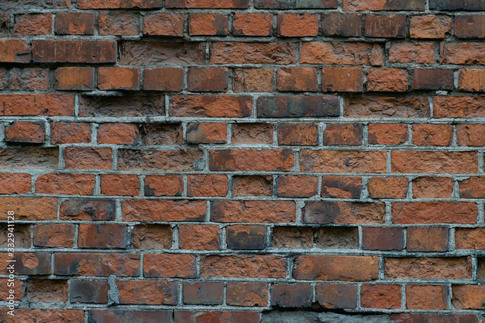 Old red brick wall - texture background