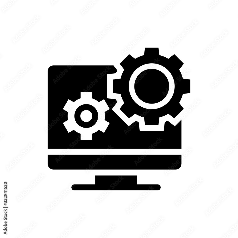 Monitor Settings Vector Colour With Glyph Icon Illustration Monitor Settings Vector Colour With Glyph Icon Illustration