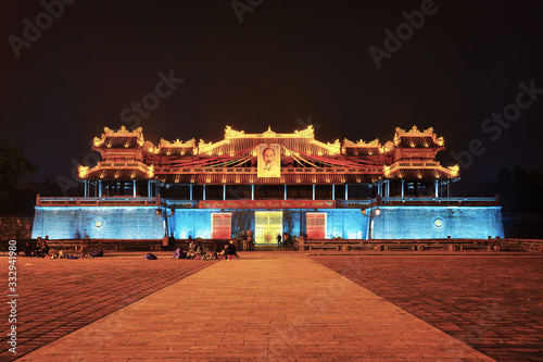 Entrance into Imperial city in Hue Vietnam evening