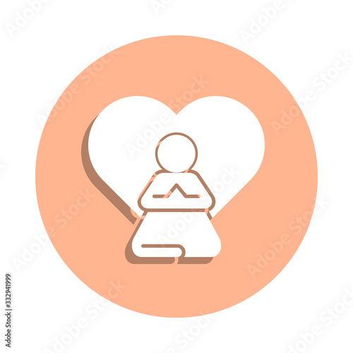 Prier, meditation, human, heart badge icon. Simple glyph, flat vector of peace and humanrights icons for ui and ux, website or mobile application