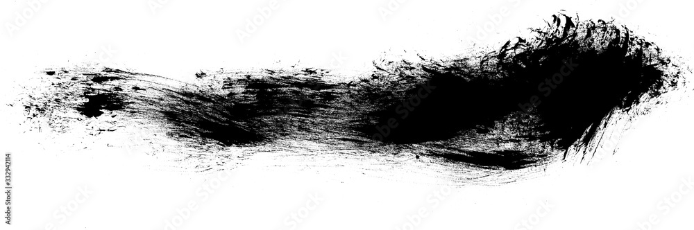 Naklejka premium Brush paint strokes. Texture brushes and modern grunge brush lines. Ink brush artistic design element for frame design. Isolated elements set. Rough smears and stains