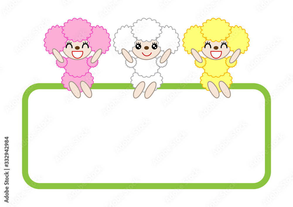 3匹のトイプードルとホワイトボード