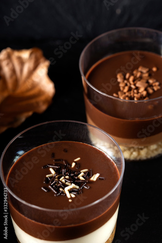 Chocolate dessert in glasses