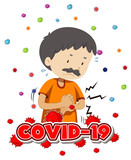 Poster design for coronavirus theme with sick man