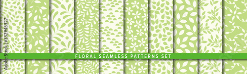 Floral seamless pattern set. Vector background.                               