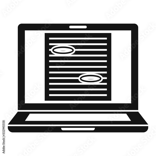 Review laptop editor icon. Simple illustration of review laptop editor vector icon for web design isolated on white background